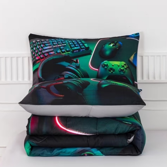 Gamer Comforter Sets for Teens Gaming Bedding Sets Twin Bedspread&2 Pillow Cases - Picture 8 of 12